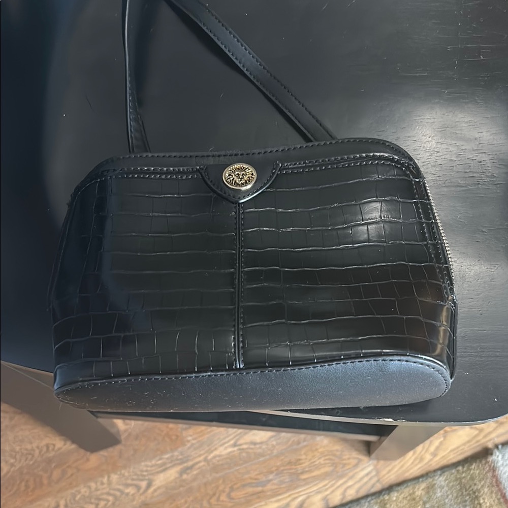 Anne Klein Black Crossbody Bag with Gold Hardware